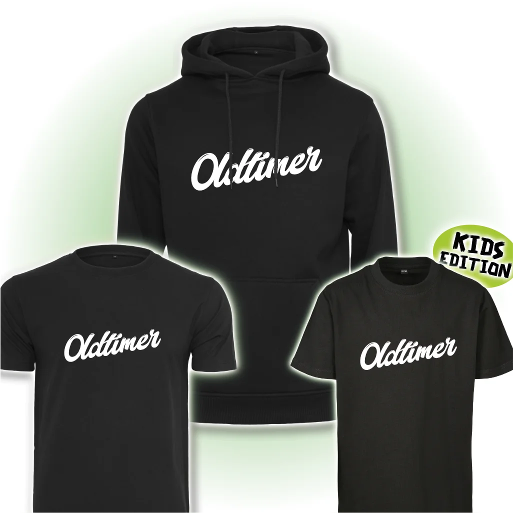 Hoodie, Kapuzenpullover, T-shirt und Kinder t-shirt mit Aufdruck "Oldtimer"